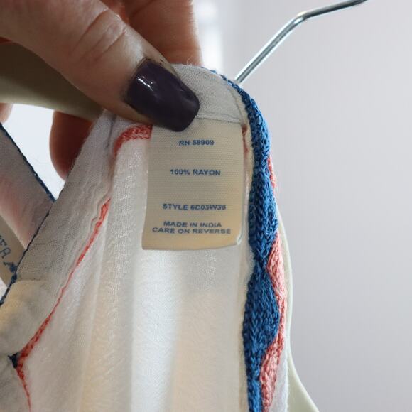 Chelsea & Violet Embroidered Boho Poncho Blouse Size Small Rayon Festival Top - Picture 6 of 6